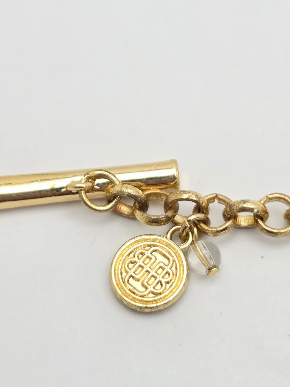 Dana Buchman Gold Tone Orange Teardrop Resin Statement Toggle Bracelet